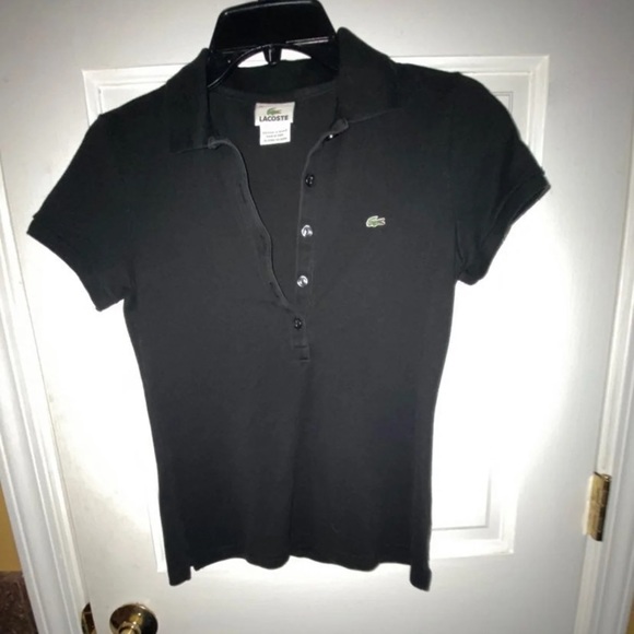 Lacoste crop polo top black cropped polo - Picture 2 of 6